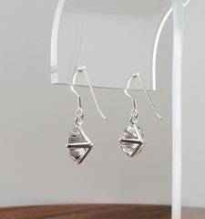 VTG 925 Lead Crystal 1in Drop Earrings Sterling Silver 2gtw Brilliant Faceted