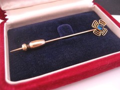 Antique Art Nouveau Deco Era 14K GF Sugarloaf Amethyst Tie Cravat Stick Pin
