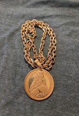 Miriam Haskell Gold Tone Double Sided Coin Pendant AND Dauplaise NECKLACE
