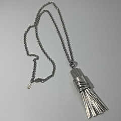 Vintage Monet Asymmetric Silver Tone Tassel Bar Waterfall Necklace Signed 27″