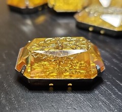 VTG 6 Chunky Amber Gold Chrome Lucite Resin Acrylic Costume Jewelry Pieces