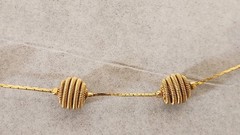 Trifari Gold Necklace Gold Wired Ball Long Chain 30″ Long Spring Ring Closure