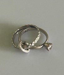 Vintage Silver Tone Wedding Ring & Band Charm For Bracelet Or Necklace JMS