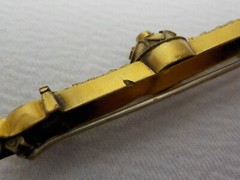 VINTAGE VICTORIAN GOLD FILLED WITH GOLD TOP TRIM BAR BROOCH PIN WITH TURQUOISE