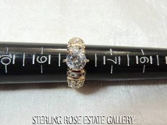 9 mm CUBIC ZIRCONIA VERMEIL over Sterling Silver 0.925 Estate Engage RING size 8