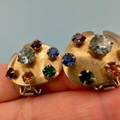Vintage Artist Painter Pallet Earrings Lot MOP Multicolor Rhinestone Paint Brush