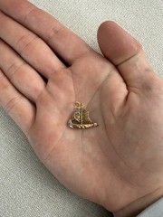 Vintage 19K Gold Filigree Sailboat Pendant Turquoise Accent Nautical 1.6g