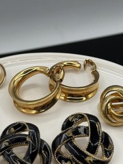 Lot Of 9 Pairs Vintage Retro & Modern Clip On & Post Earrings 70s 80s 90s To Now