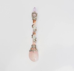 One of a kind fanasty silver tone metal gemstones glass unique handmade pendant