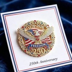 1776-2026 USA 250th Anniversary Brooch Freedom Eagle American Flag Rhinestone Pi