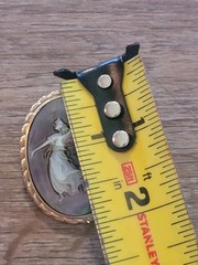 vintage unbranded abalone shell angel cameo brooc pendant gold-tone rope border