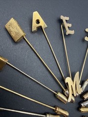 Lot Of Gold Tone Stick Pins -Initials Monogram R N M A E K L P D B44