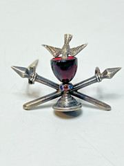 1880’s Antique Theosophical Fine Silver Brooch Trinity Holy Grail Spirit Spear