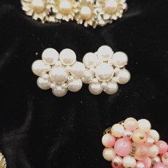 VINTAGE BEADED CLIP ON EARRINGS LOT ONE SIGNED WEST GERMANY
