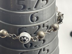 Vintage Sterling Silver Bracelet Beaded Black White Flowers 925 Small 6 1/4″