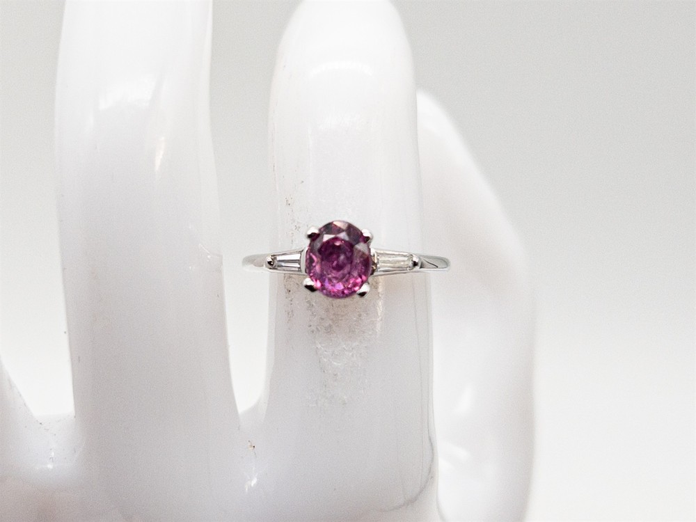 Vintage $5000 1.50ct CERTIFIED NO HEAT Pink Sapphire Diamond 14k White Gold Ring