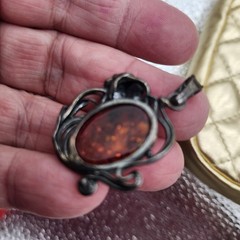 Natural Baltic Amber flower vintage Pendant charm Latvia circa 1970’s