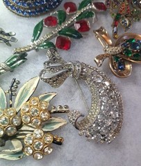 Antique Brooch Lot Crown Trifari Jewled Symphony,Czech, Alfred Philippe?? Etc