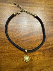 Vintage CAROLEE Necklace Faux Pearl Black Satin Cord