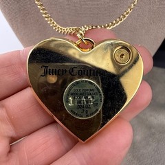 Juicy Couture Necklace Heart Empty Solid Rhinestone Gold Tone 42”