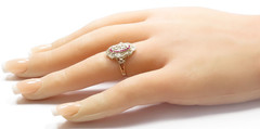 Victorian Edwardian Rose Diamond Engagement 14KY & Silver Rg Sz 6 UK-L1/2 EGLUSA