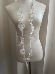 Vtg Chandelier Clear Crescent Moon Hearts and Star Necklace. See pics.