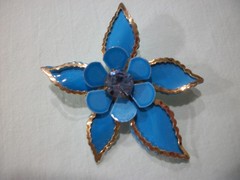 ViNTaGE 3 PiEcE MeTaL ENaMeL **BLUES/RHINESTONE** FLoWeR PiN CoLLeCTiOn / LoT