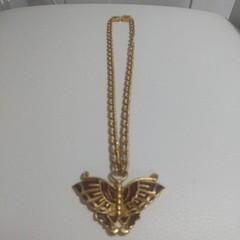 LANVIN PARIS Vintage Gold color Butterfly motif Necklace Pendant