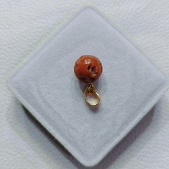 Natural Italian Orange Coral Round Beads Pendant Vintage Gemstone Handmade Gift