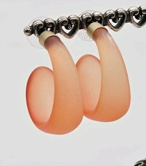 Orange Hoop Earrings Matte Lucite Frosted Orange Premier Design 1.25 in