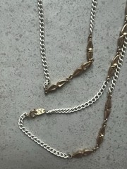 Vintage Napier Signed Gold and White Link Long Chain Necklace 60” !! H3