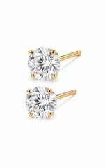 14K AU585 Gold Mini Zircon Stud Earrings Vintage 3mm Pairs