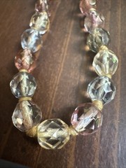 Vintage Crystal Liz Claiborne Faceted Bead Pastel Pink & Blue Necklace