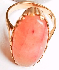 Antique 13/14K Gold Huge Strawberry Quartz Ring 21x11mm Oval Size 6.75 5.8 Grams