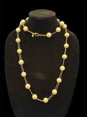Carol Lee Vintage Faux Pearl Necklace Gold Tone Chain