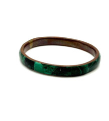 Vintage Copper and Green Malachite Inlay Bangle Bracelet 2.25″ Diameter