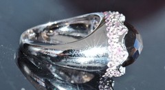 14k white gold sz 6.5 ring 9.02ct fancy smoky quartz pink sapphire diamond 6.2gr