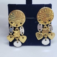 Vintage LADY REMINGTON Gold & Silver Tone Drop EARRINGS Dangle Hearts