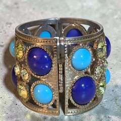 VINTAGE KENNETH JAY LANE KJL KENNETH LANE CABOCHON LATTICE CUFF BRACELET 60s-70s