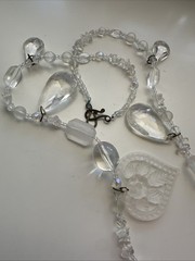 Vtg Chandelier Clear Crescent Moon Hearts and Star Necklace. See pics.