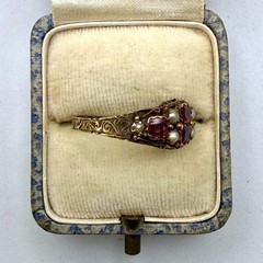 eBay Live Victorian Antique 15k Solid Yellow Gold Garnet Ring, Size 8.25