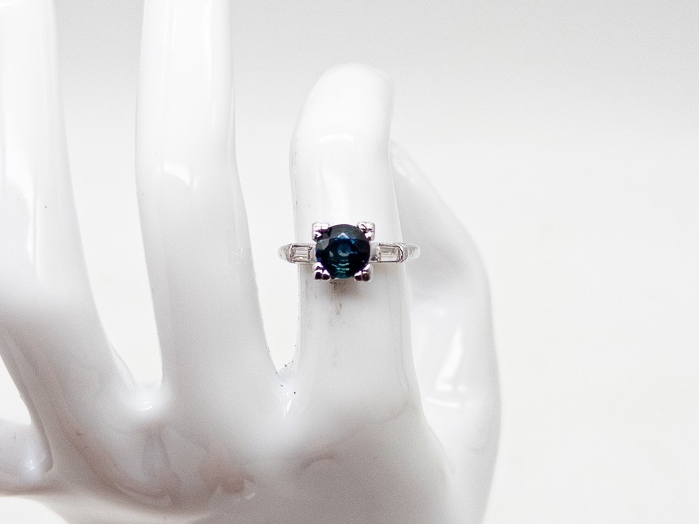 Vintage 1940s $6000 2.20ct Natural Ceylon BLUE Sapphire Diamond Platinum Ring 5g