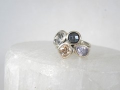 Silpada Sterling Silver CZ Hematite Quartz Wine Flight Ring Size 5