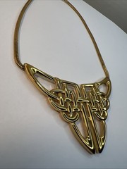 VTG Monet NWT 15” Celtic Knot Bib Statement Necklace Gold Tone MCM NOS