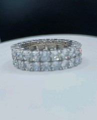 Vintage Eternity Band Ring Size 8 CZ Cubic Zirconia Multi Stone Silver Tone