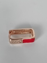 Vintage 1990-s 14 Ct Rolled Gold Zircons/Red Enamel Earrings-Hallmarked 585 RG