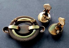 Vintage Ermani Bullati Clip On Earrings and Brooch MCM Signed Lovely!