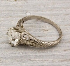 2.30 Ct Lab Created Round Diamond Old Art Deco Engagement White Gold Filled Ring