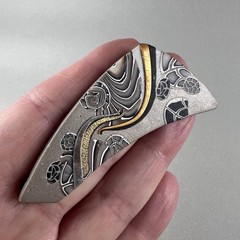 Vintage Abstract Design Brooch Polymer Clay q3z