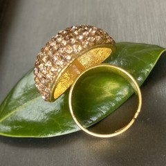 Vintage Cocktail Ring Estate Jewelry Pre-owned Champagne Crystal Dome Any Size
